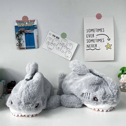 Large Plush Shark Pencil Case – Portable Stationery Storage